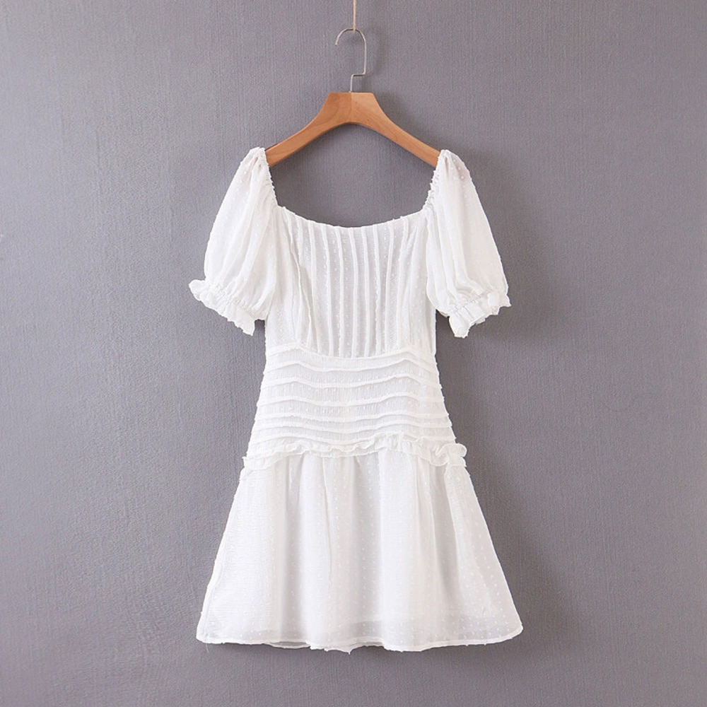 Spring Sweet Crinkle Backless Drawstring Dress - Picture 3 of 6